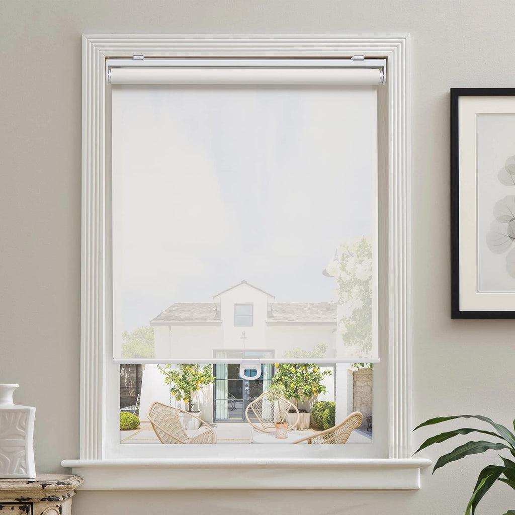 Light Filtering Roller Shades for Indoor Windows, 25"W x 72"H, White