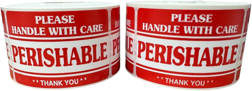 2x3 Perishable Handle with Care Thank You Labels Food Packaging Shipping Adhesive Stickers (1) Roll of 500