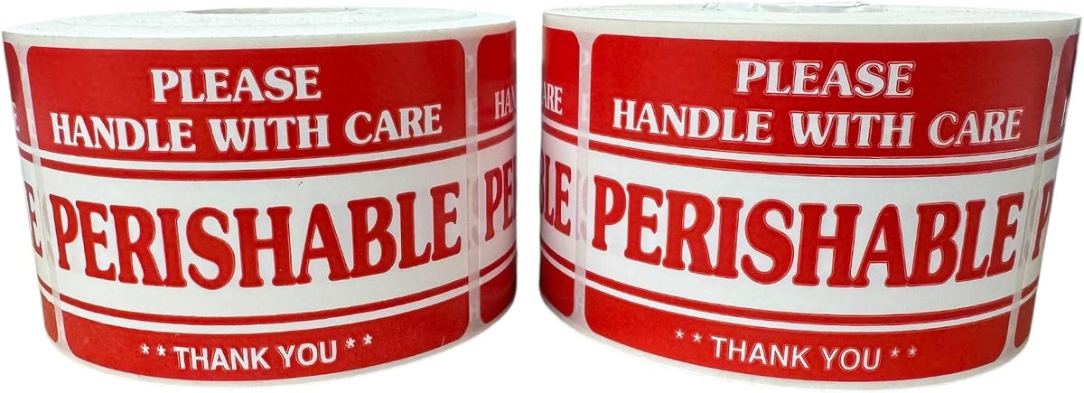 2x3 Perishable Handle with Care Thank You Labels Food Packaging Shipping Adhesive Stickers (1) Roll of 500
