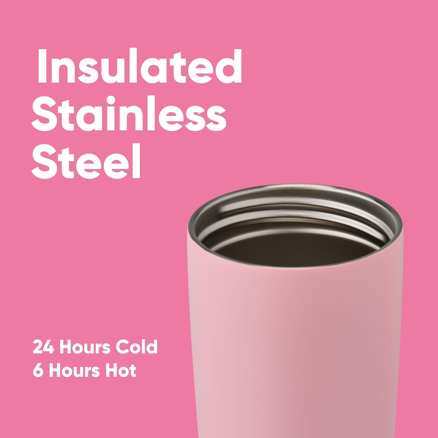 SmoothSip Slider Insulated Stainless Steel Coffee Tumbler, Reusable Iced Coffee Cup, Hot Coffee Travel Mug, BPA Free