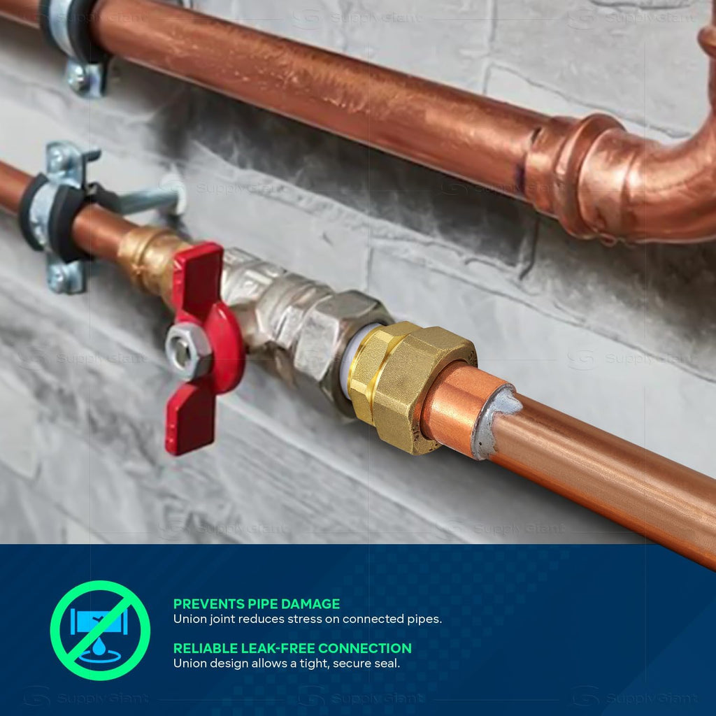 Everflow DDNV0034 3/4" Copper Union Fitting with Sweat to Male Threaded Connects