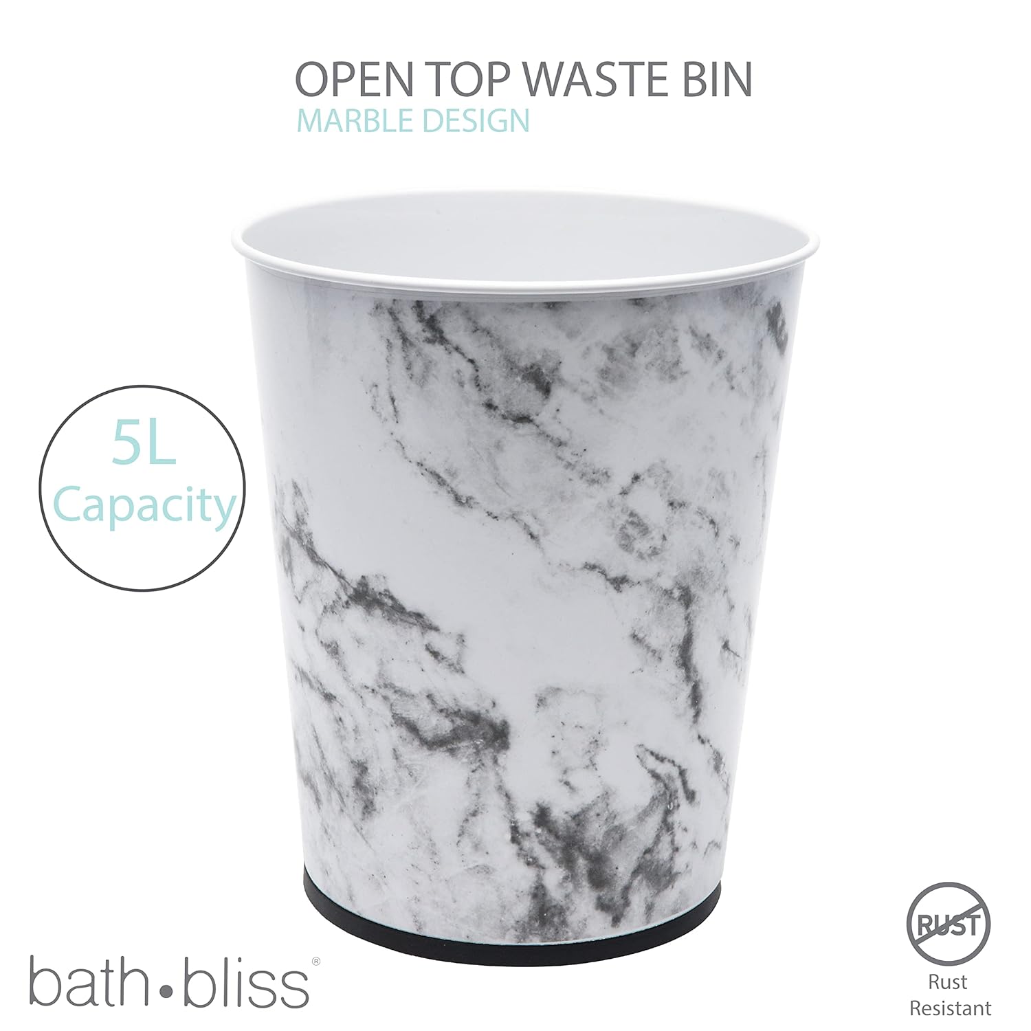 5 Liter Small Wastebasket | Round Open Top | Trash Can | Bathroom | Bedroom | Kitchen | Office | Dorm | Disposal