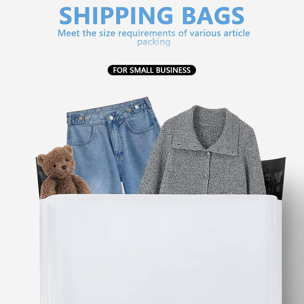 Poly Mailers 12x15.5 100PC Medium Shipping Bags for Clothes White | Strong Self-Seal, Waterproof, Tear-Resistant, For