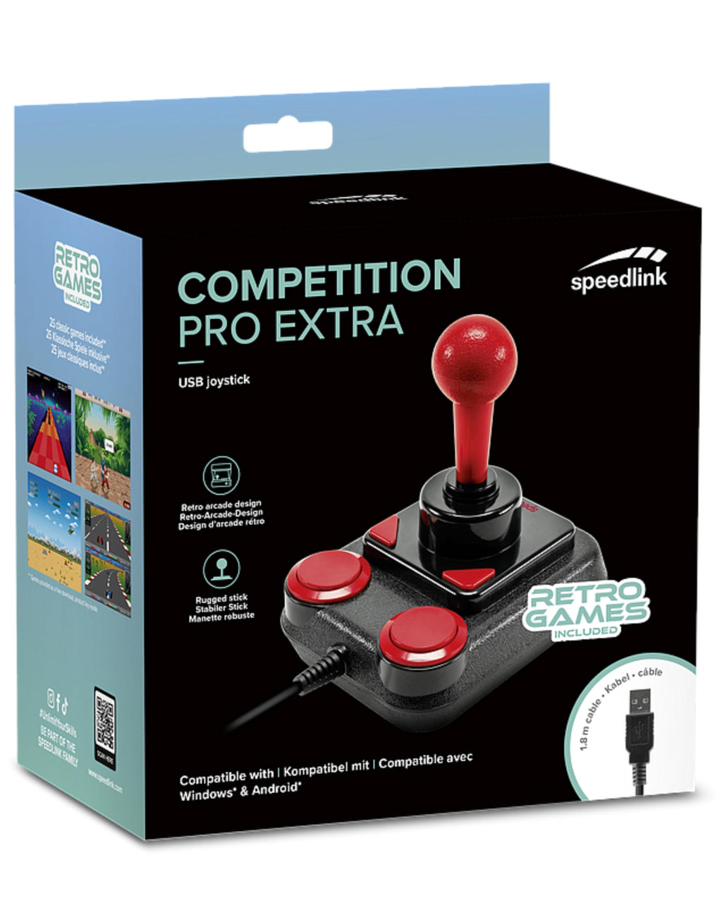 SL-650212-BKRD Competition PRO EXTRA USB Joystick - Anniversary Edition, Retro-Arcade-Stick, schwarz-rot