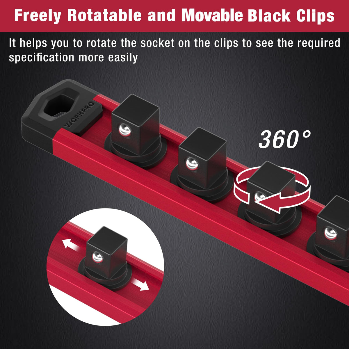 Magnetic Socket Organizer Set, 3-Piece 1/4” 3/8” 1/2” Socket Rails
