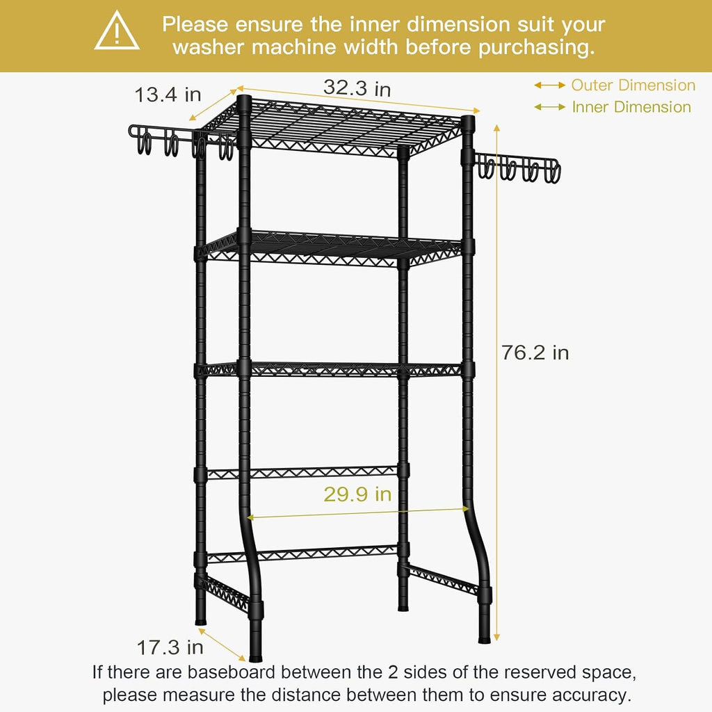 U8 Medium Laundry Room Storage Organizer, Over the Washer and Dryer Storage Shelves for Laundry Organization, 32.3”W