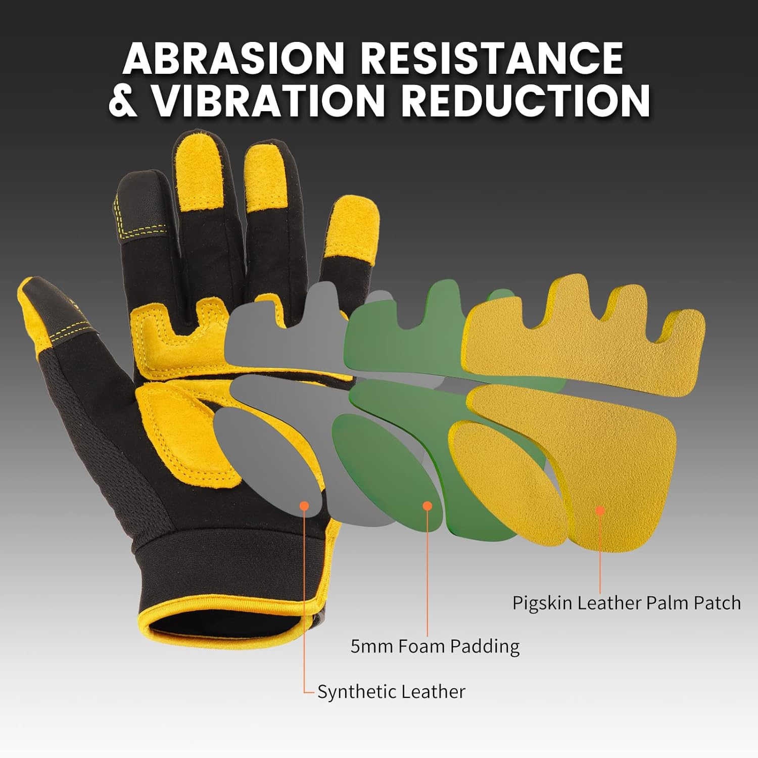 Safety Work Gloves, Men's Utility Mechanic Working Gloves for All Purpose, Touchscreen Compatible, Flexible