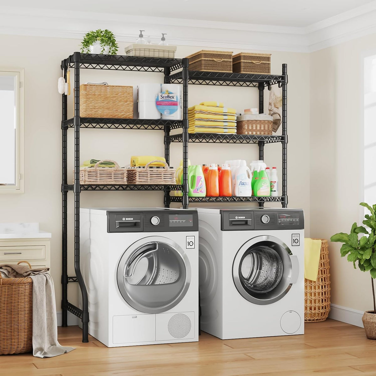 U15 Over Washer and Dryer Storage Shelves, Laundry Room Metal Rack