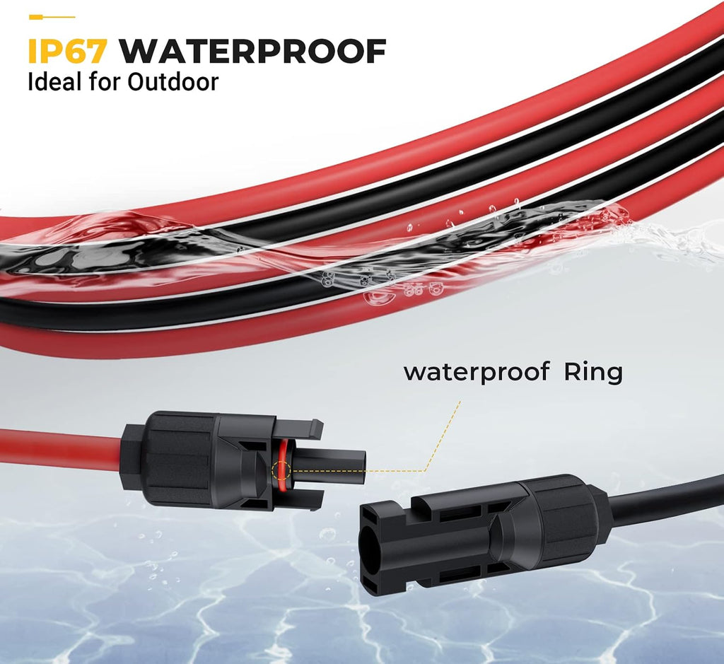 20 Feet 10AWG Solar Extension Cable with Female and Male Connector | with Extra Pair of Connectors Solar Panel