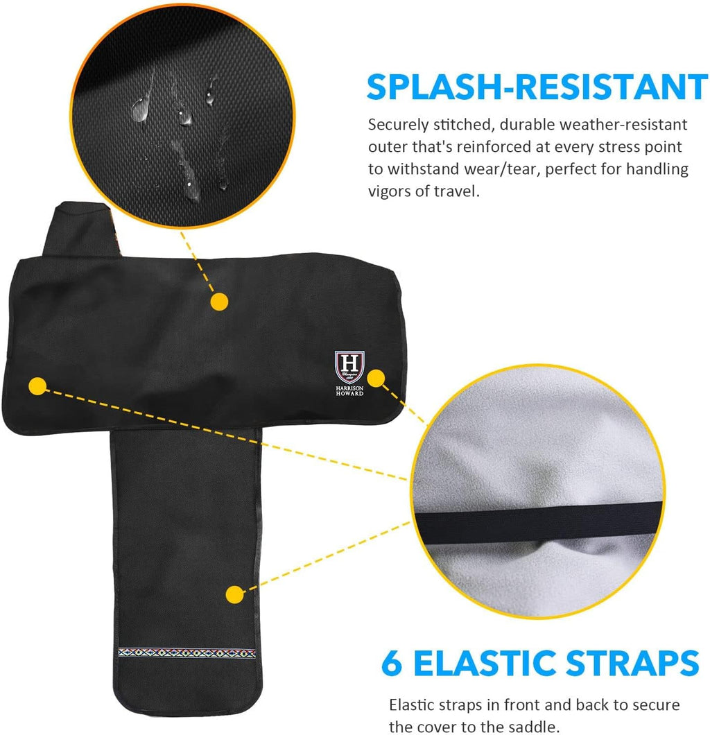 Soft Fleece Lining Water-Proof Long-Lasting Reliable Protection Western Saddle Cover-Black