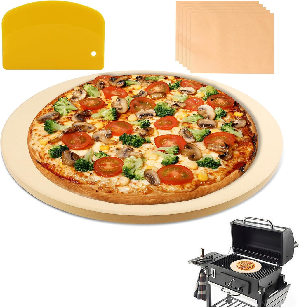 16" Heavy Duty Cordierite Pizza Stone – 0.6" Thick Baking Stone for Oven & Grill, Perfect for Crispy Pizza, Bread &