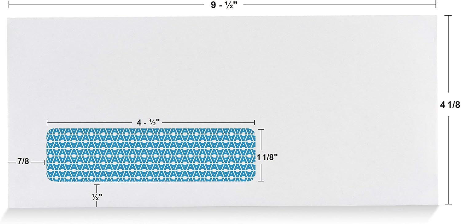 #10 Single Left Window Envelopes, Gummed Closure #10 Envelopes 500ct