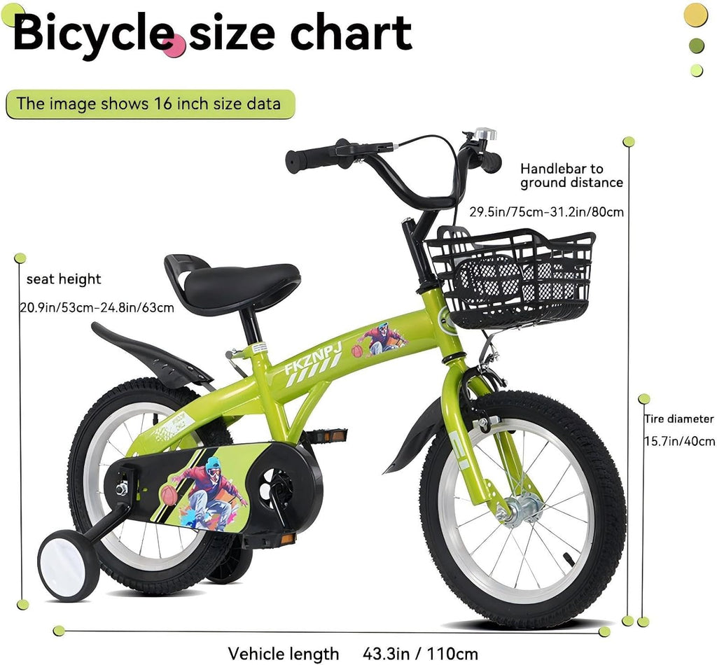 Kids Bike 16 Inch Kids' Bicycle for Toddler and Kids Ages 4-7 Years Old, BMX Style Boys Girls Bike with Training