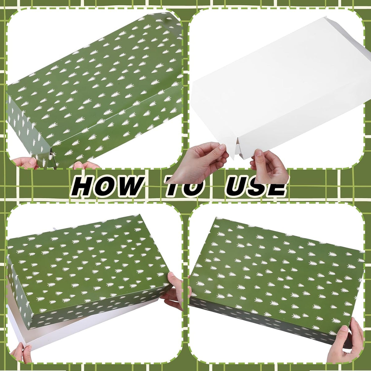 24 Pcs Christmas Gift Boxes with Lids Neutral Plaid 7 Designs