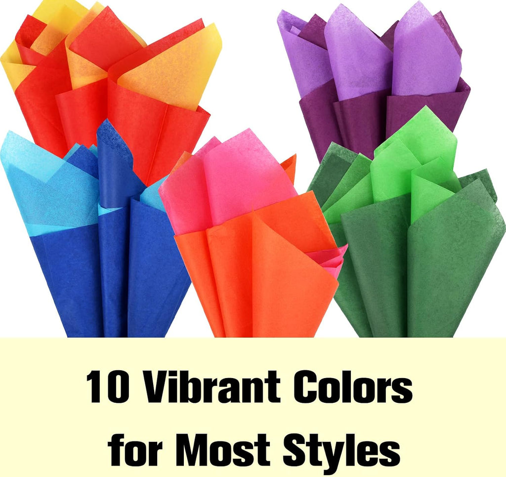 60 Sheets 20 x 20 Tissue Paper for Gift Bags 10 Bold Colors