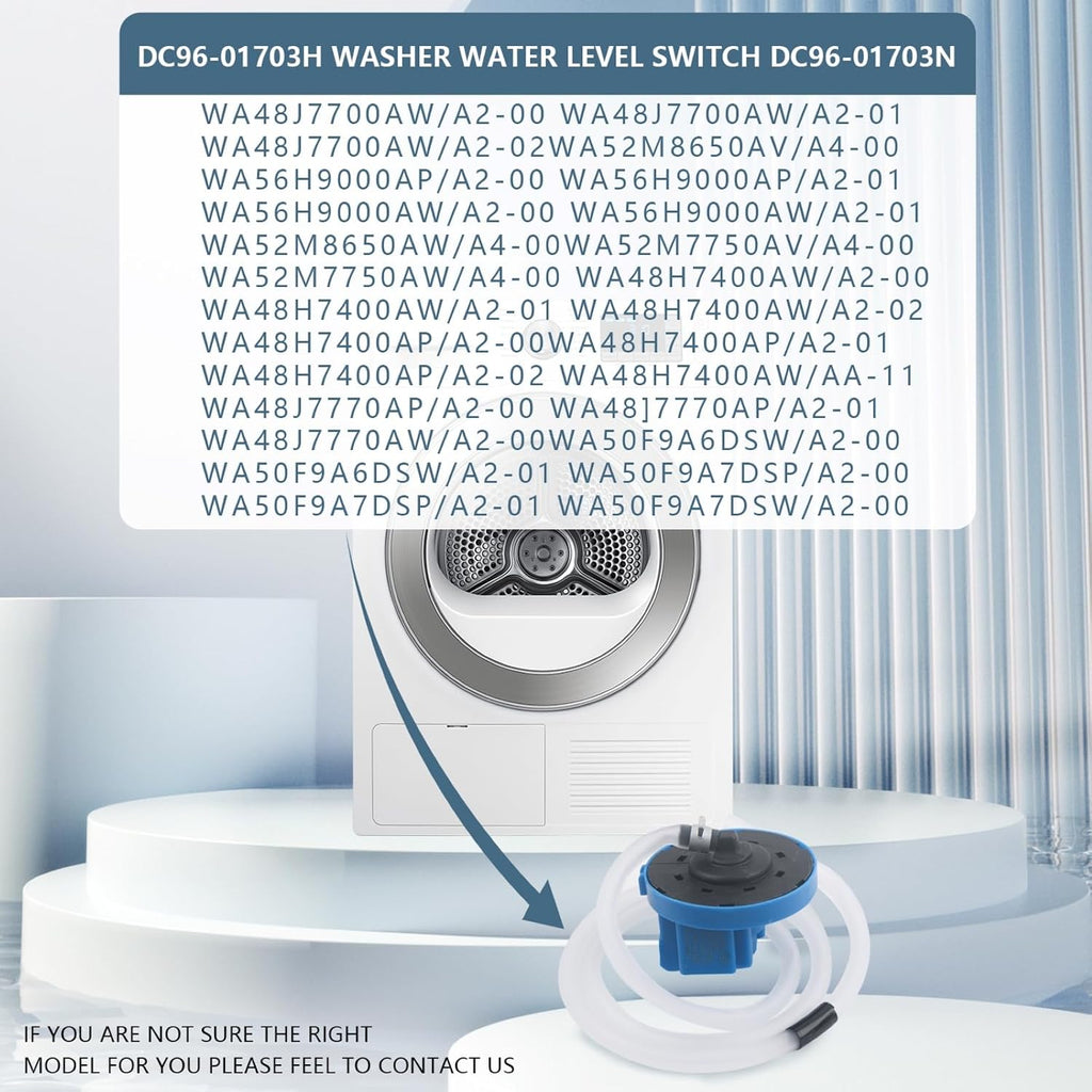 Washer Water Level Switch DC96-01703H Washing Machine Pressure Sensor for Samsung 3997570 PS876404 AP5799898 WA48 WA50 WA52 WA56 Replacement parts With 30" Long Hose