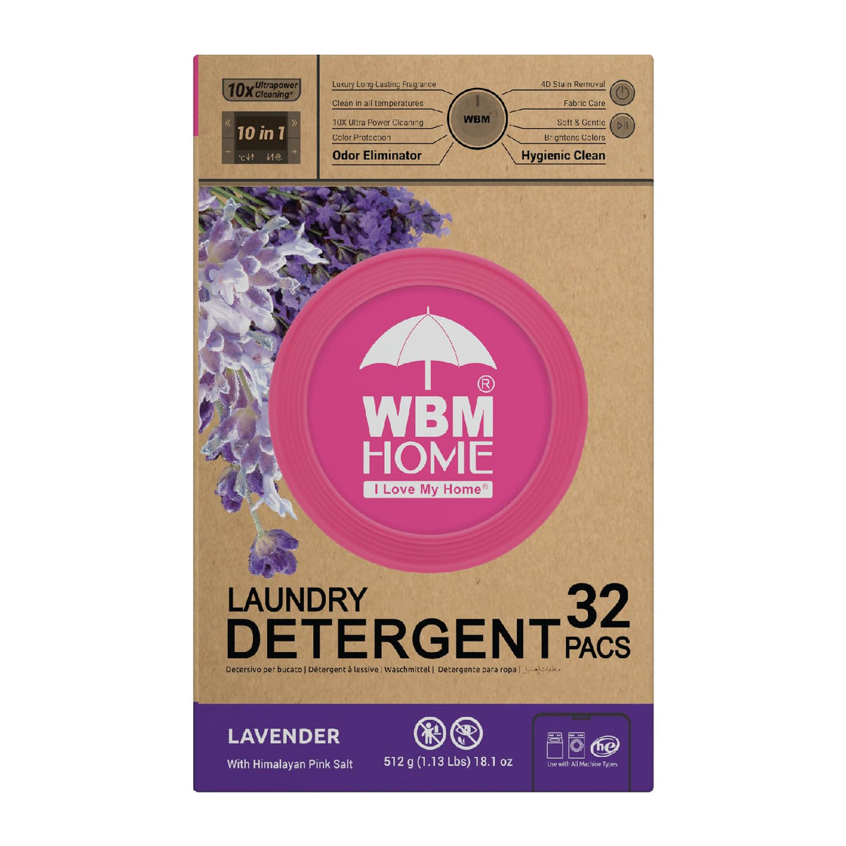 10-in-1 Laundry Detergent Pods, Fabric Softener with Lavender Extracts, High-Efficiency Laundry Pods with Powerful