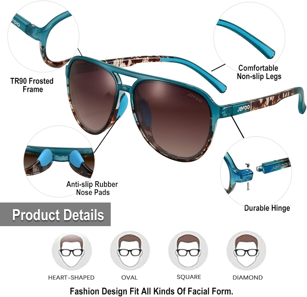 Polarized Aviator Sunglasses for Women Men Retro Trendy Sports Sunglasses for Outdoor UV400 Protection