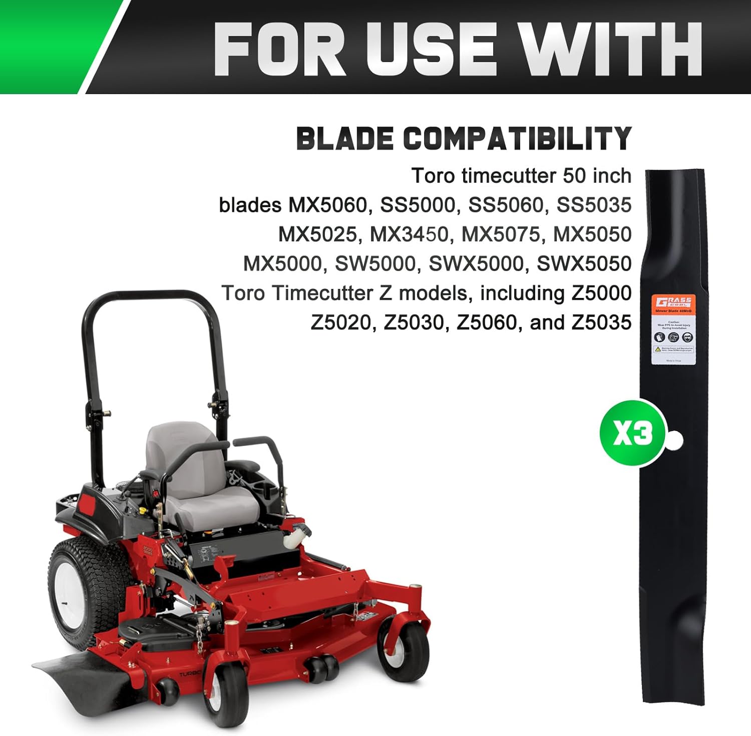 50 inch Deck Toro Timecutter Mower Blades Replacement 115-5059-03 | Fits SS5000 Z5000 MX5050 MX5000 MX5060 MX5075