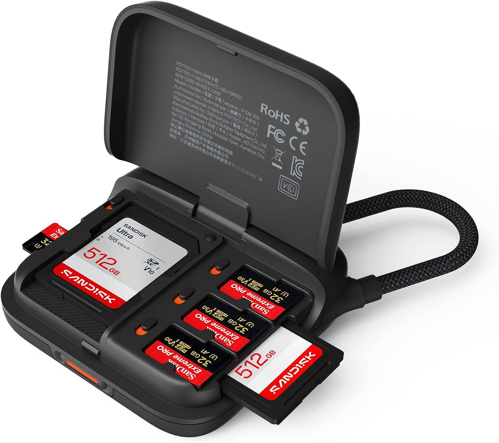Mini SD Card Reader Case, 2-in-1 UHS-II SD 4.0/Micro SD Card Reader | CreateMate High-Speed Dual-Slot Transfer/USB