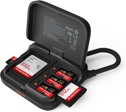 Mini SD Card Reader Case, 2-in-1 UHS-II SD 4.0/Micro SD Card Reader | CreateMate High-Speed Dual-Slot Transfer/USB