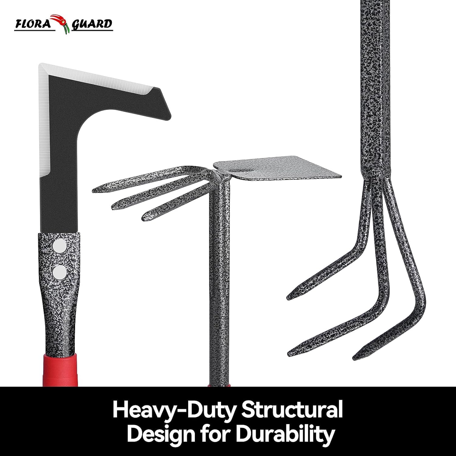 6-Piece Garden Tool Set, Heavy Duty Gardening Hand Tools with Trowel, Rakes, Cultivator, Hoe & Crack Weeder, High