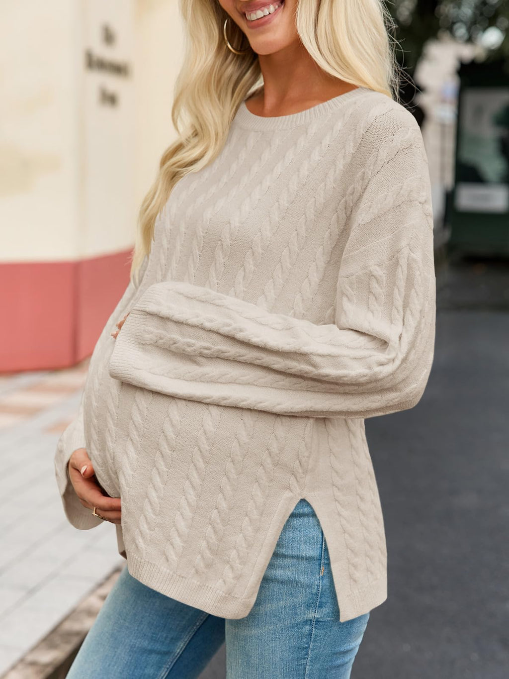 Womens Maternity Sweater Tops Apricot