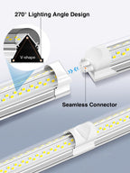 ELEKICO 6 Pack 50w 4ft Led Shop Light, Super Bright 7500lm 5000k V Shape 4' Led Shop Lights, Linkable 4 Foot Led Shop Lights for Garage Warehouse, Supermarket, Basement, Barn, Storage Area