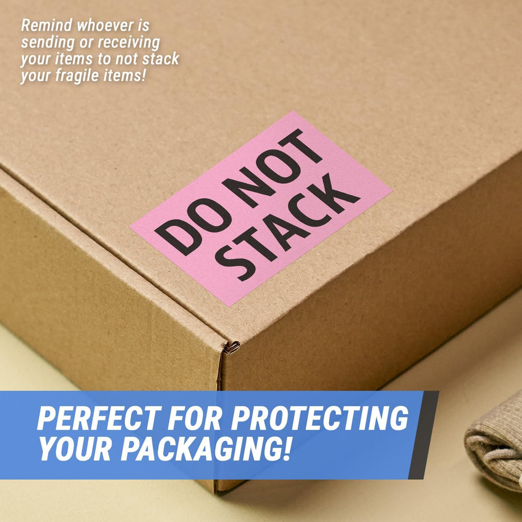 Do Not Stack Labels, Fluorescent Pink, 2 x 3 inch