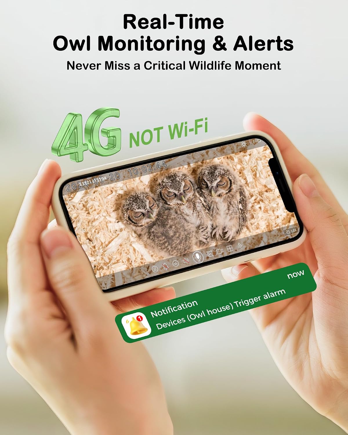 Owl Nesting Box with Camera,4G Cellular,Screech Owl House