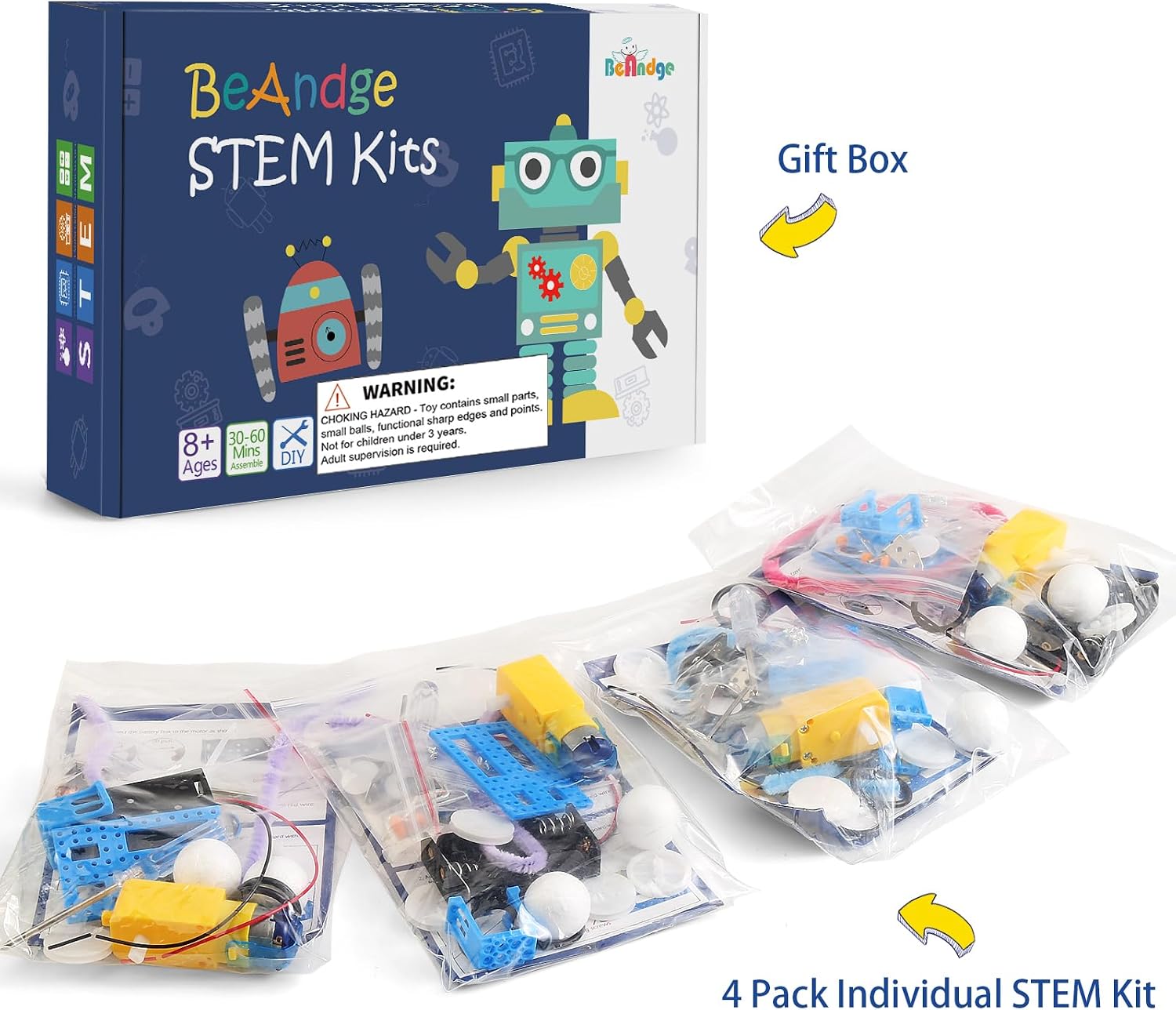 4 Set Bulk Craft Robot Kits for Kids, STEM Building Toys for ages 6-8 8-13 | STEM Robotics Science Kits for 1st 2nd