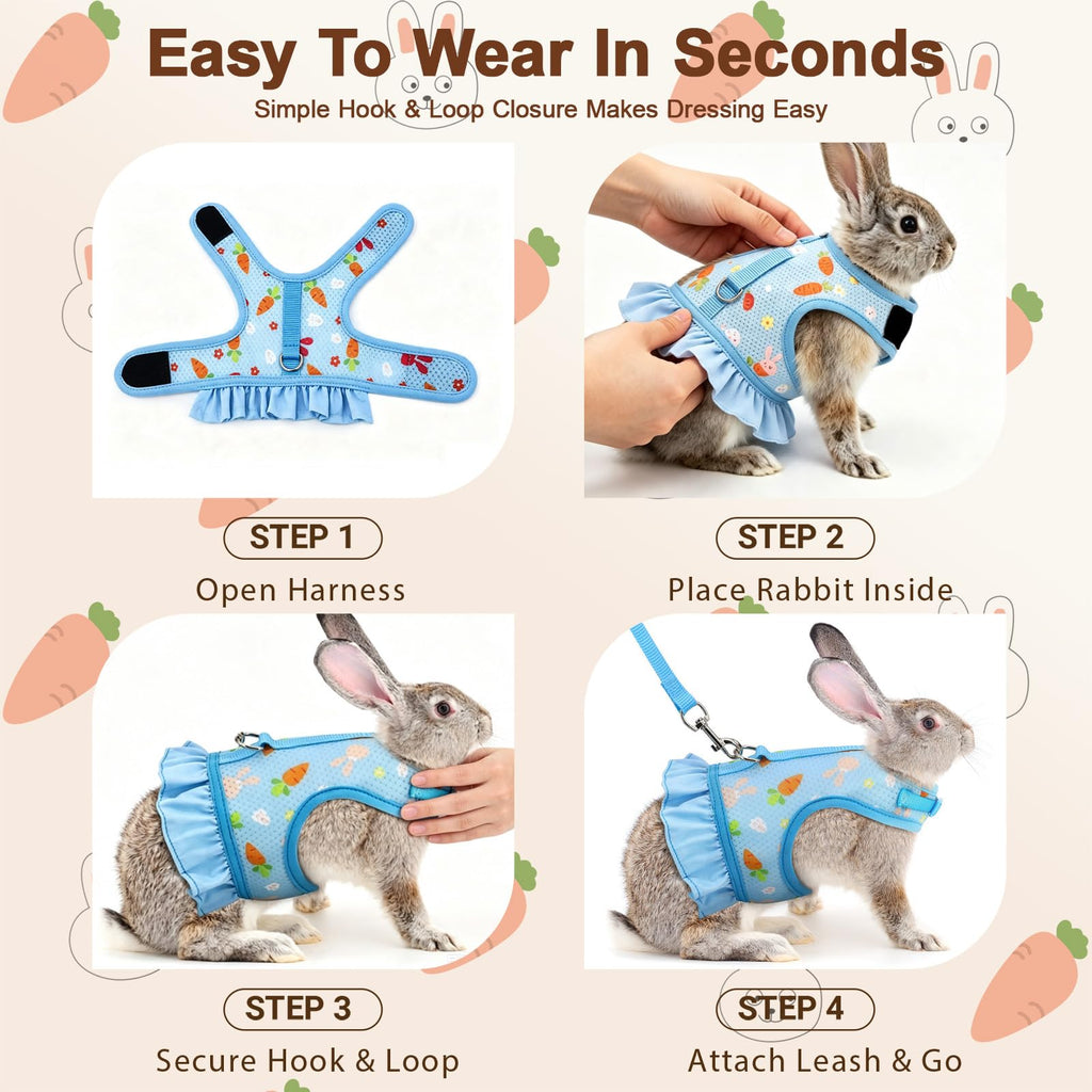 Rabbit Harness and Leash Set, Breathable Mesh Bunny Vest