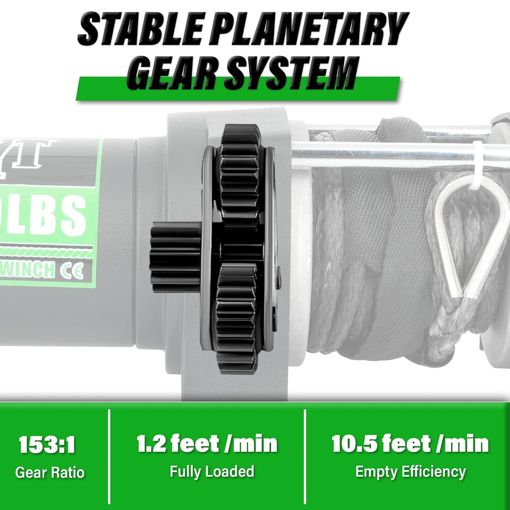 3500 lb ATV Winch, 12V DC Electric Winch with Wireless Remote and Wired Switch, 7/32"x 30FT Synthetic Winch Rope with