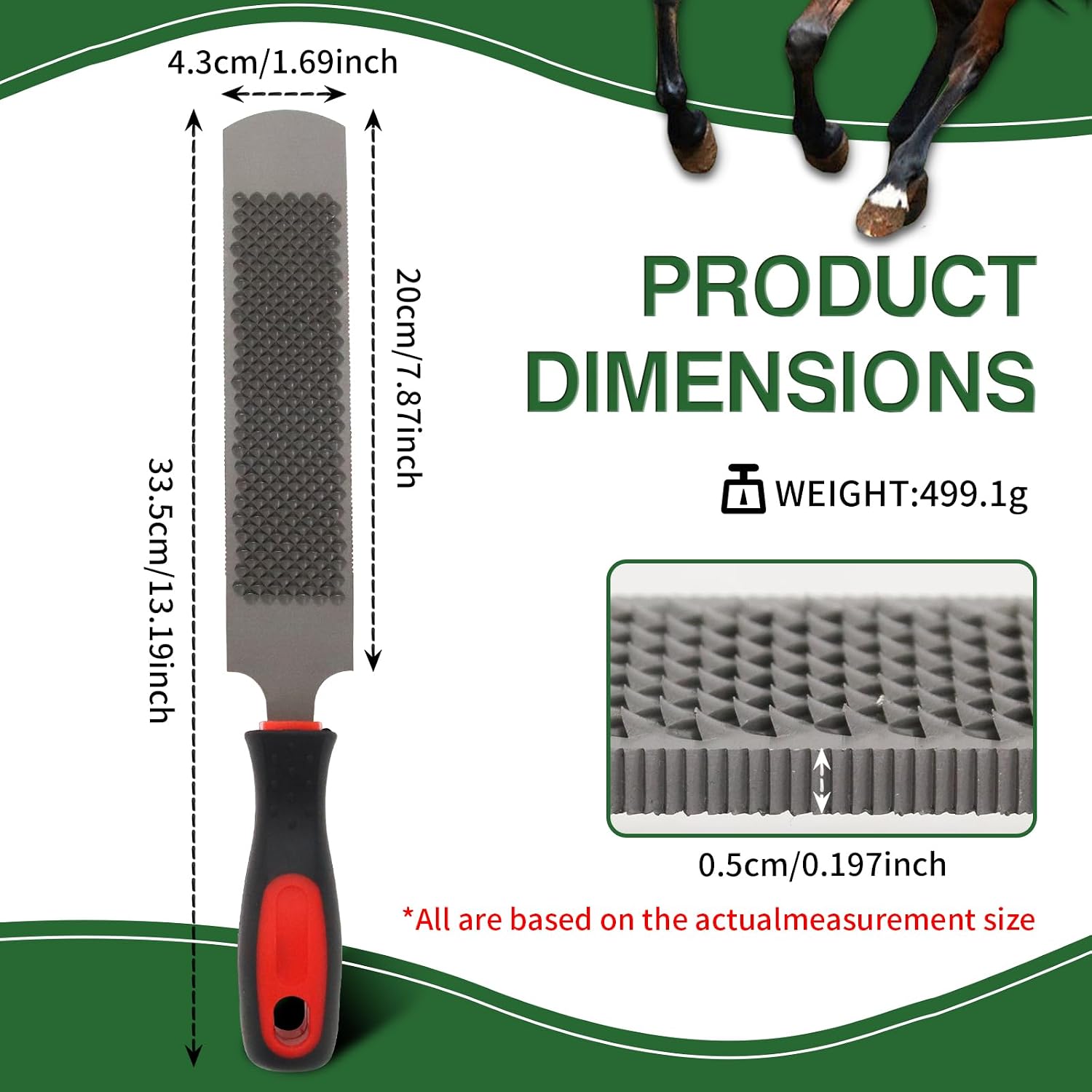 12 Inch Hoof Rasp & Farrier File with Ergonomic Non-Slip Rubber Handle