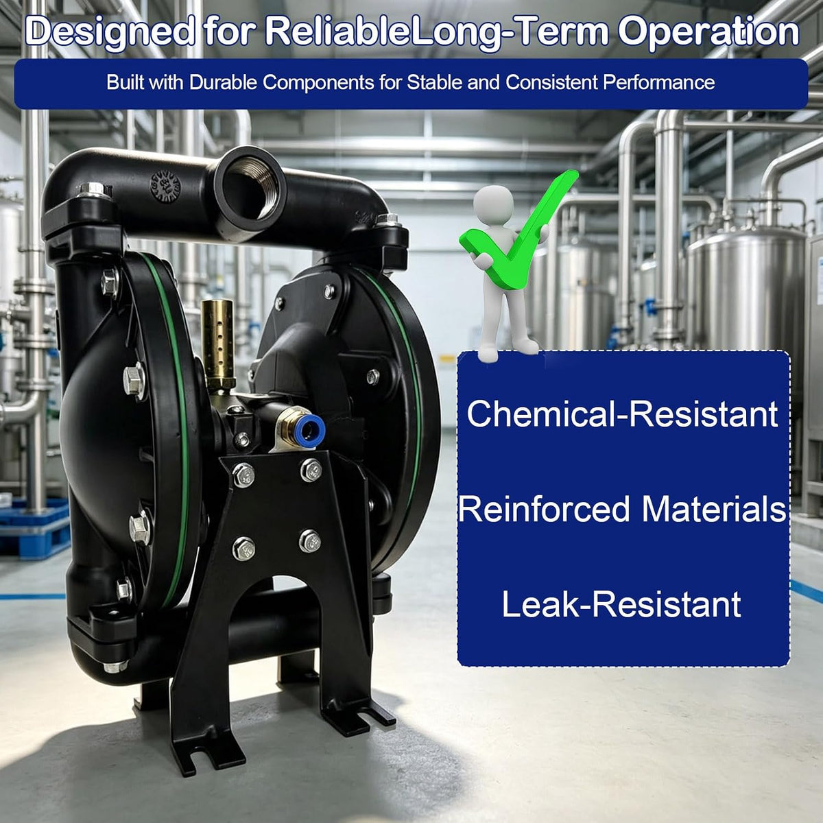 Air Operated Double Diaphragm Pump, 1" Aluminum Pneumatic Transfer Pump