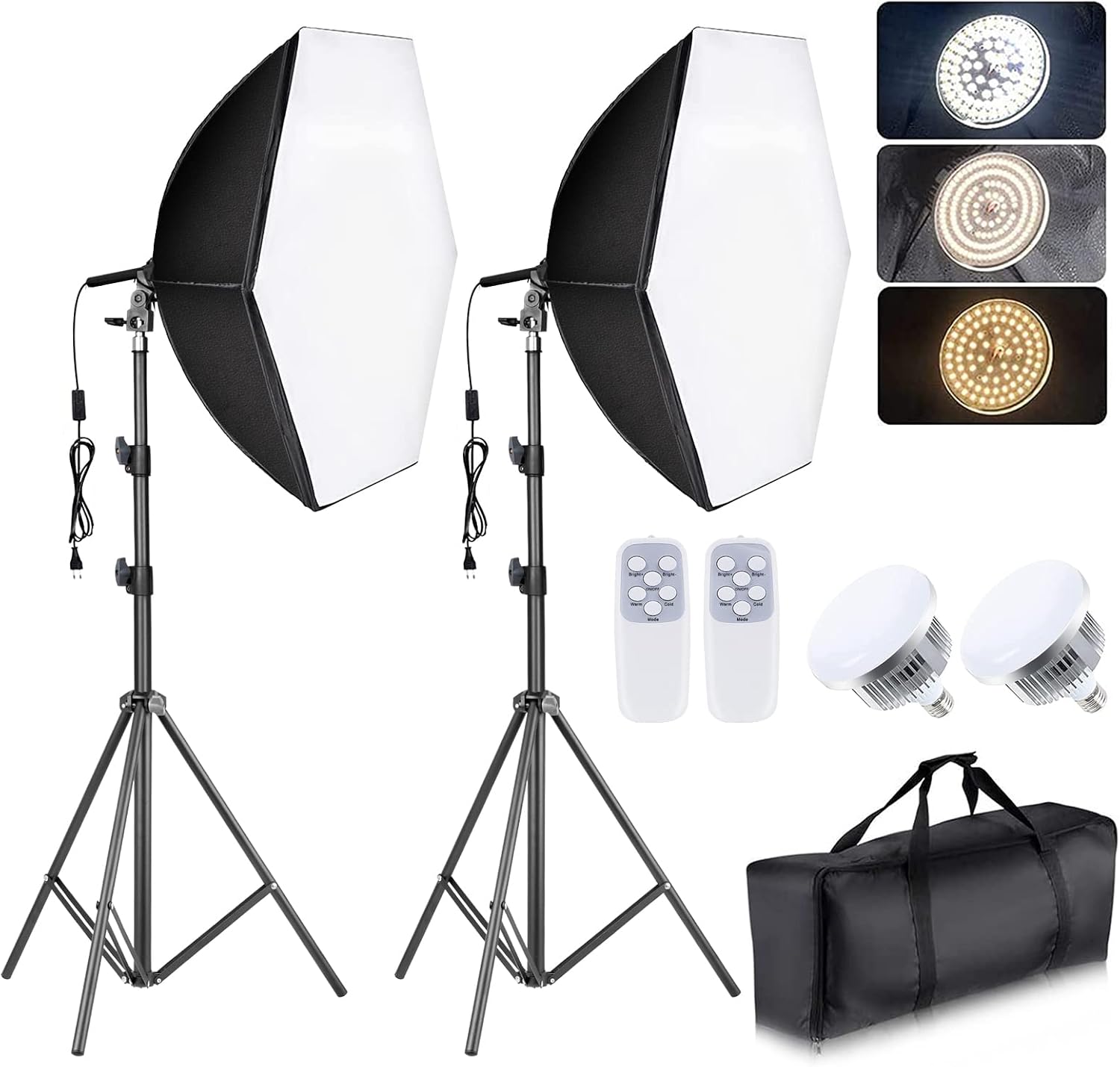 Softbox Lighting Kit - 30"X30" Professional Photography Lighting for Filming, Model Portrait, Product & Fashion