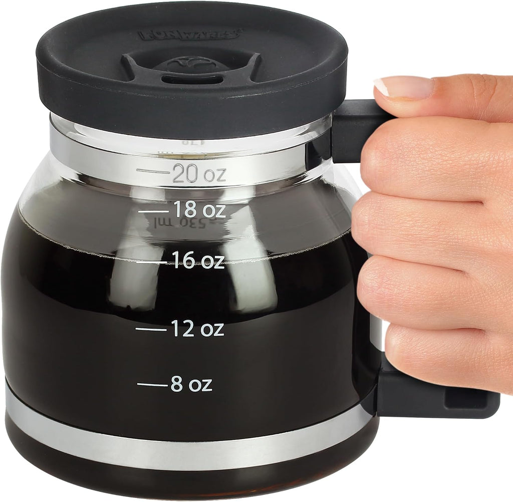 Cupa Joe Coffee Mug, 20 oz Diner-Style Glass Pot, Spill-Proof Lid