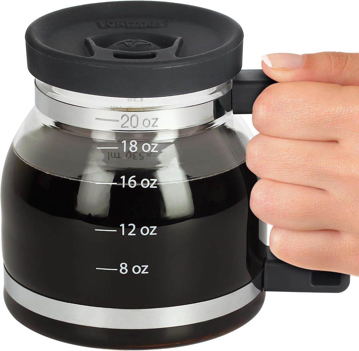 Cupa Joe Coffee Mug, 20 oz Diner-Style Glass Pot, Spill-Proof Lid