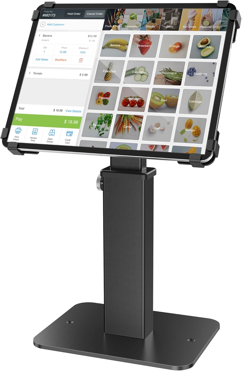 Anti-Theft iPad Kiosk Stand, 360 Rotation & Adj. Height 8.3"–13.4", Heavy-Duty Steel & Aluminum, Fits 9.7"-13"