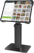 Anti-Theft iPad Kiosk Stand, 360 Rotation & Adj. Height 8.3"–13.4", Heavy-Duty Steel & Aluminum, Fits 9.7"-13"
