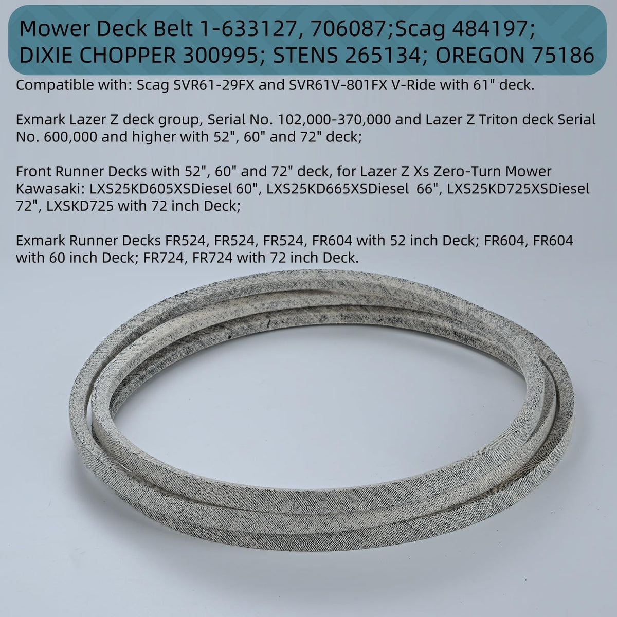 Holdly 1-633127 Deck Belt 5/8 x 146, Mower Belt for Exmark