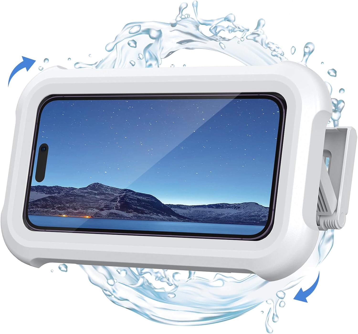 Shower Phone Holder Waterproof - 480° Rotatable Retractable Adjustable Shower iPhone Case Holder, Bathroom Wall Phone