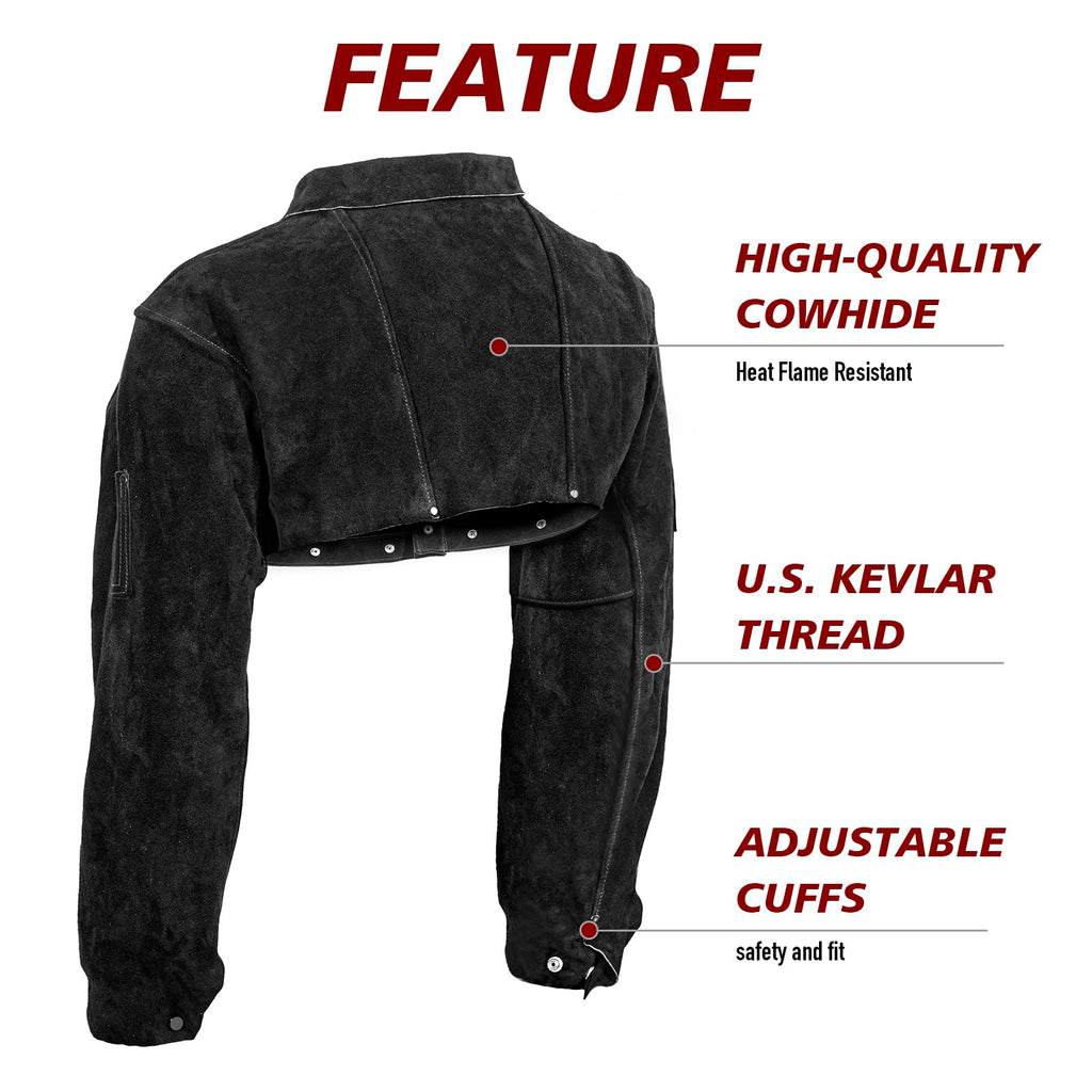Leather Welding Cape Sleeve,Heat Flame Resistant Welder's Jacket