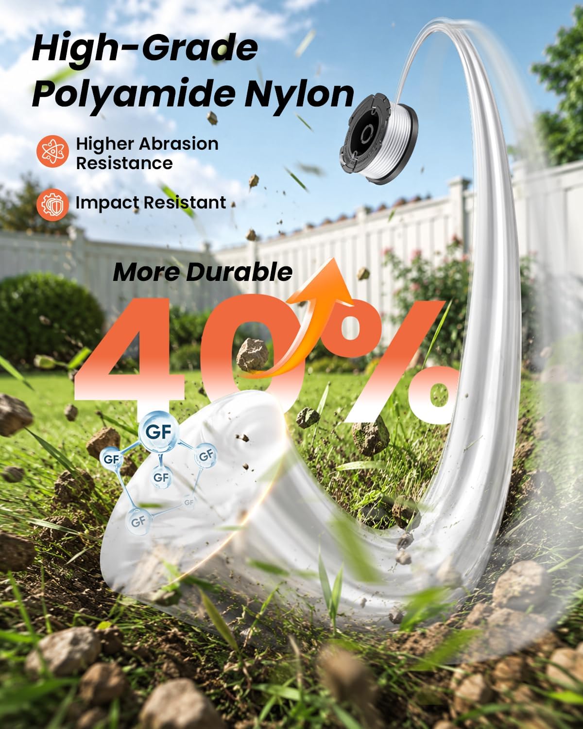 Weed Eater String Compatible with Black+Decker, AF-100 0.065" Weed Wacker String Refill 360ft Automatic Feed String