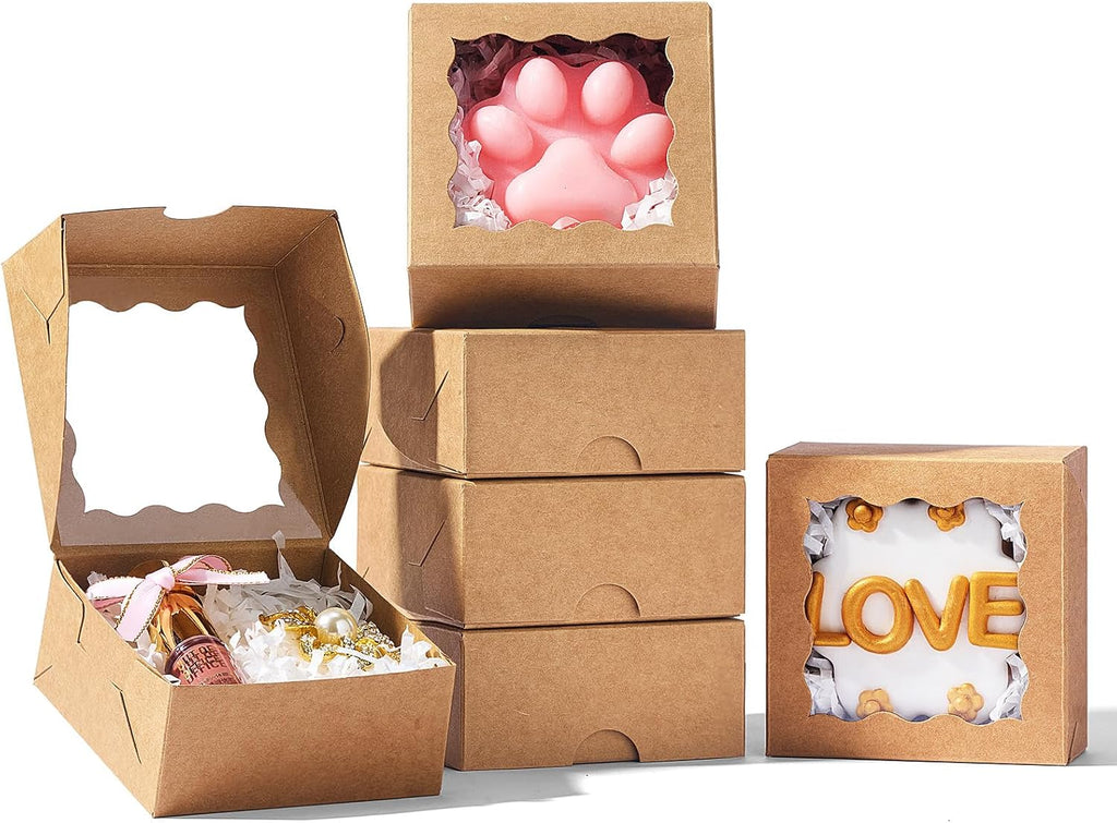 3x3x1.5 Inches 50PCS Small Kraft Gift Boxes with Window