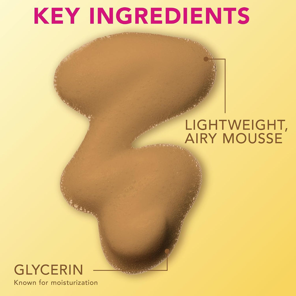 Natural Glow Self Tanner Mousse, Light Bronze Tan, 6 fl oz | Sunless Tanning Mousse, Instant Bronzer for Fair Skin