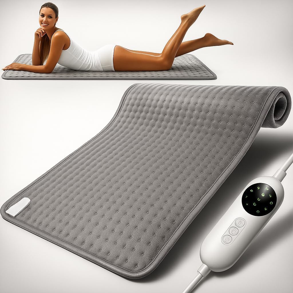 Heated Throw Blanket - 20"x40" Extra Large Heating Pad for Back Pain & Cramps Relief, 10 Heat Modes & 3 Timer