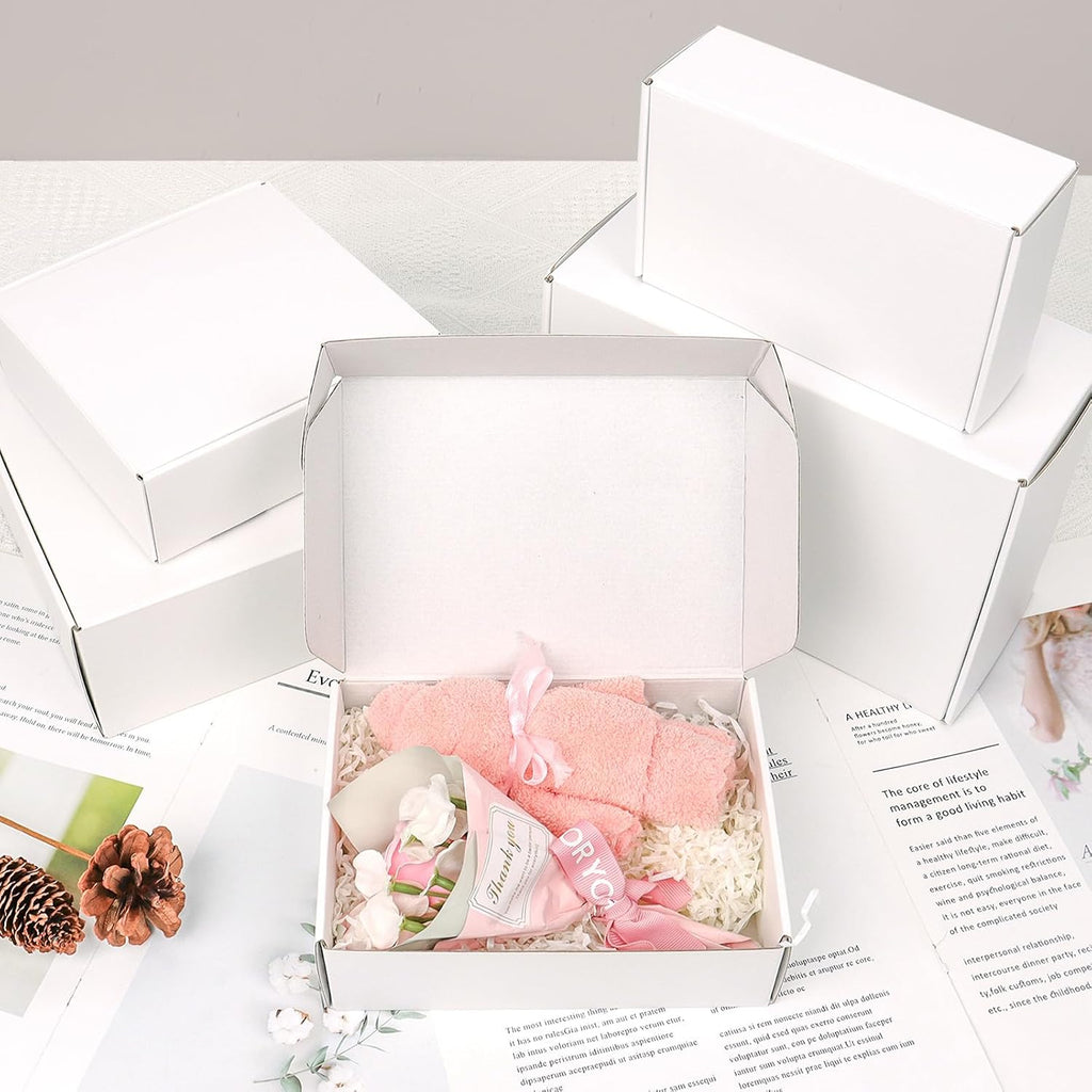 White Shipping Boxes Medium 10x8x2 Inches, 40 Pack Corrugated Cardboard Mailer Boxes for Packaging Small Business