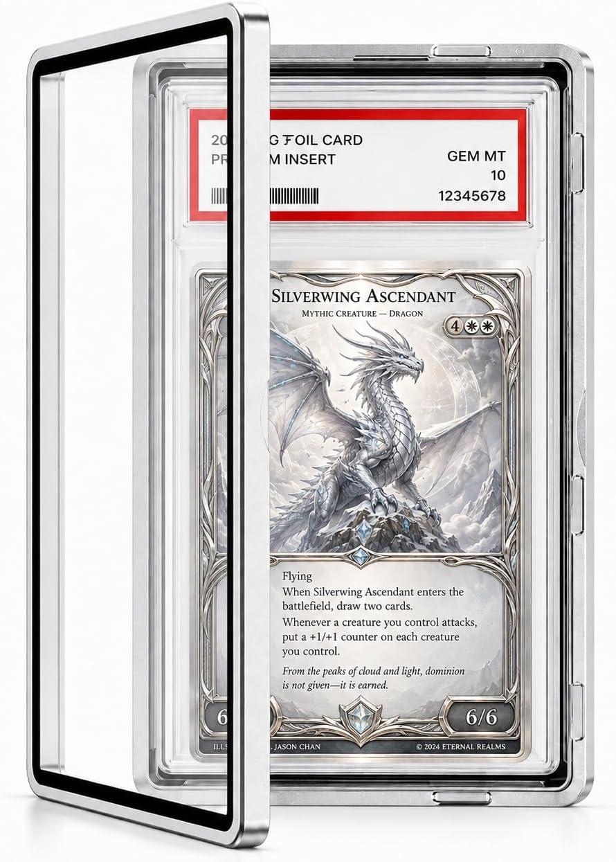 Slab Guard Fits PSA Slab, Magnetic Graded Card Case with UV Glass, Silver