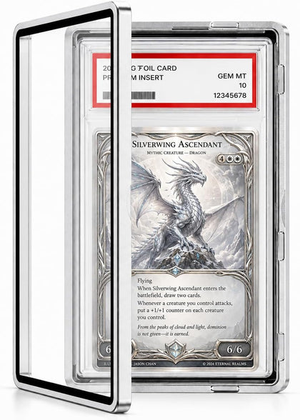 Slab Guard Fits PSA Slab, Magnetic Graded Card Case with UV Glass, Silver